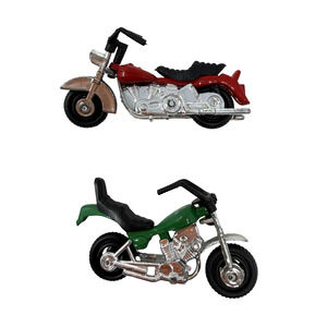 Lot of 2 Vintage Mini Diecast Motorcycle Toys Chopper Style 2.5”